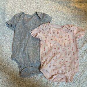 Gray and Pink Bodysuits with Short Sleeves